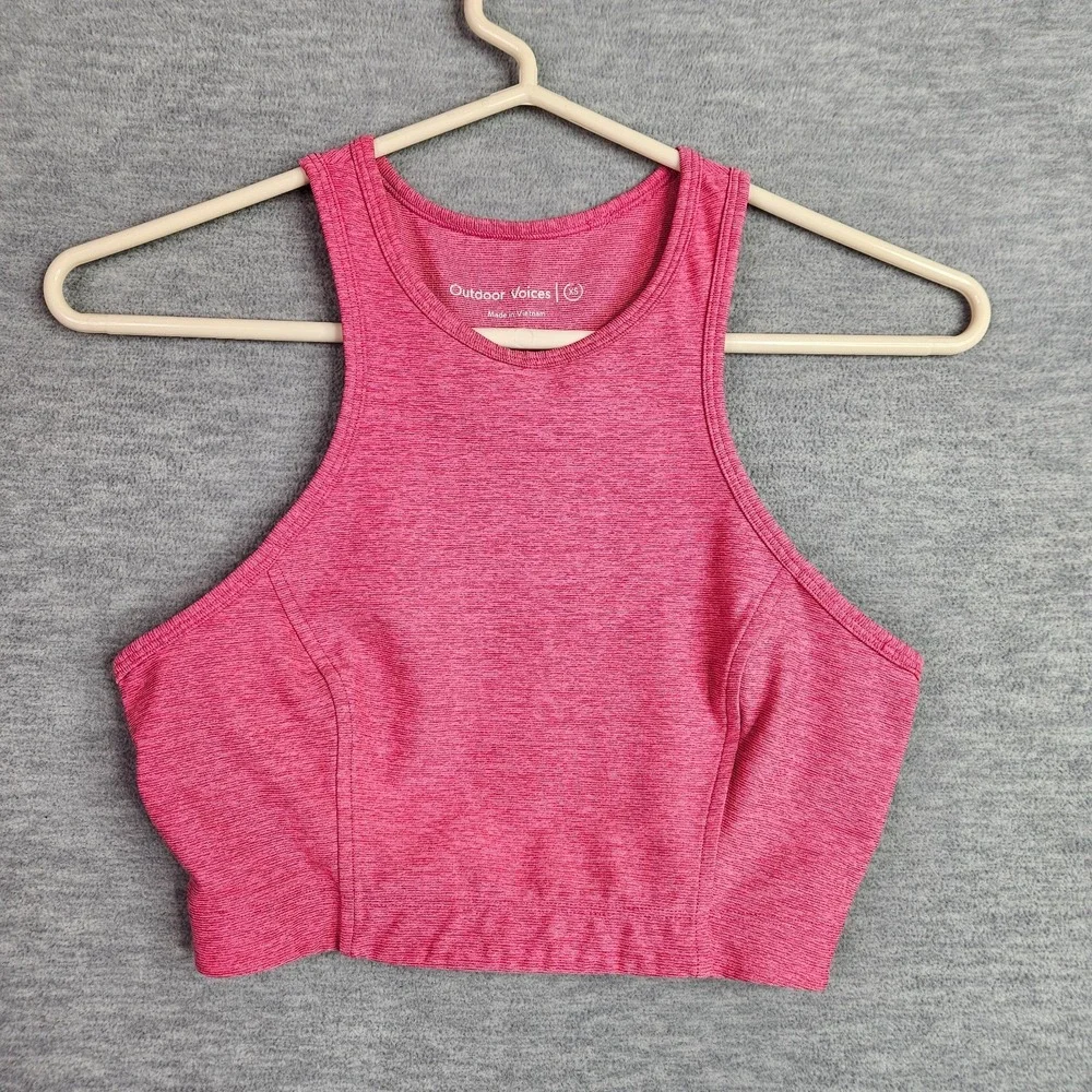 Outdoor Voices Womens Crop Tank Top Size XS Pink Athletic Sports Bra Activewear
